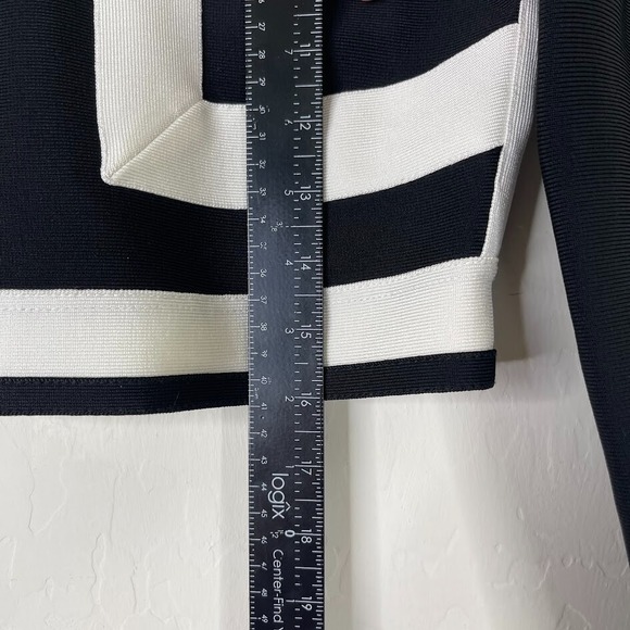 House Of CB London Womens Kayton Bandage Crop Top Size L Black Stretch Full Zip - Picture 8 of 10